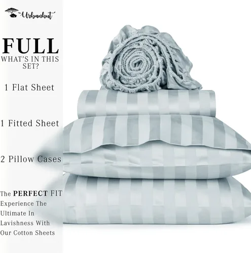 Vista 242 de URBANHUT Juego de sábanas de algodón egipcio de 1000 hilos tamaño completo, 4 piezas, suaves y transpirables, sábanas de hotel de lujo que se