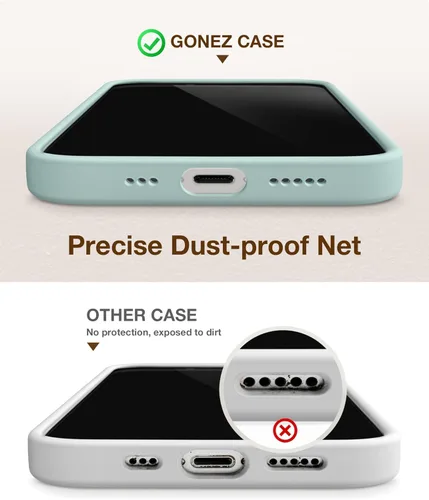 Vista 211 de GONEZ Funda magnética para iPhone 14, compatible con Magsafe, con protector de pantalla + protector de cámara, forro de microfibra antiarañazos