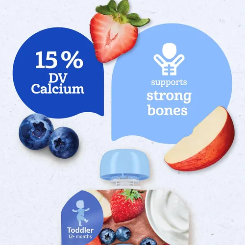 Vista 6 de Gerber Bolsas de comida para bebés, niños pequeños a partir de 12 meses, frutas y yogur muy bayas, 3.5 onzas (paquete de 12)