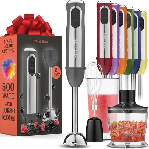 Vista 15 de Potente batidora de inmersión, batidora de mano eléctrica de 500 vatios con modo turbo, base desmontable. Batidora de cocina de mano para sopa, Verde