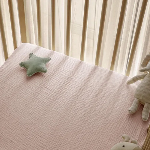 Vista 5 de Little Grape Land - Juego de 2 sábanas ajustadas de muselina para cuna para niños y niñas, 100% sábanas de cama de algodón para bebé suaves