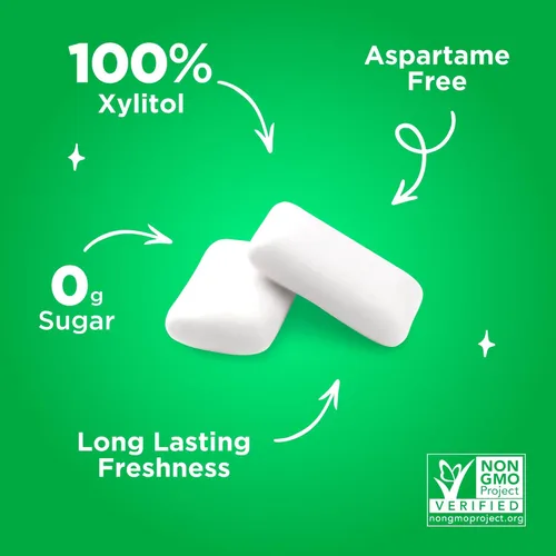 Vista 6 de PUR Gum Chicle sin Aspartame 100% Xilitol Chicle con sabor natural a menta verde, 55 piezas (Paquete de 1)