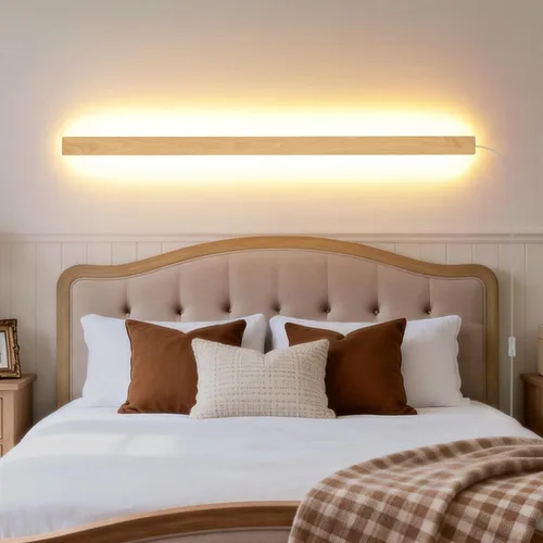 Vista 22 de KELUOLY Apliques de pared modernos enchufables, 23.6 pulgadas, luces LED de pared largas negras esmeriladas, lámpara de pared acrílica de 12 W