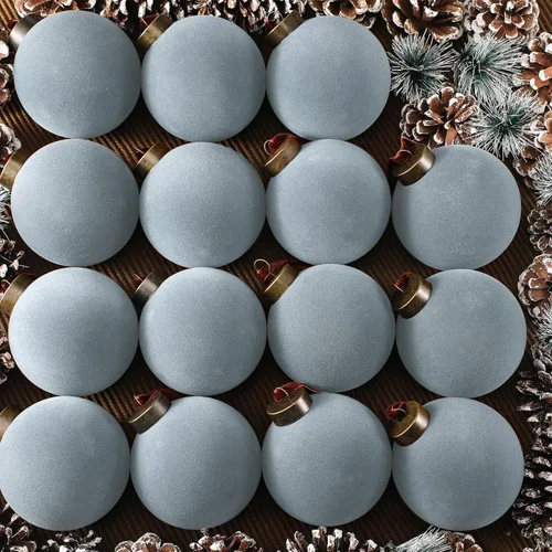 Vista 12 de Liliful 15 bolas de Navidad de terciopelo a granel, adornos flocados para árbol de Navidad, adornos decorativos de plástico para colgar
