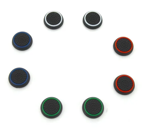 Vista 2 de 4 Pair 8 Pcs Replacement Silicone Thumb Grip Stick Analog Joystick Cap Cover for Ps3 Ps4 Xbox 360 Xbox One Game Controllers Black