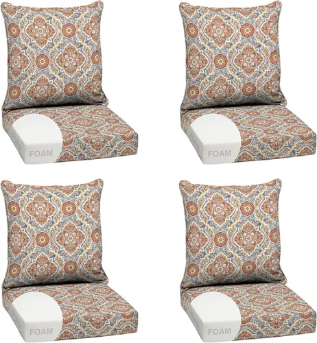 Vista 41 de Arden - Juego de cojines de asiento profundo para exteriores, espuma, 24x24 Azulejo Alana