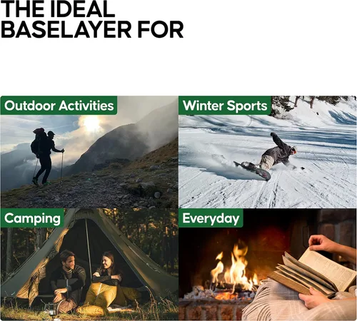 Vista 4 de DANISH ENDURANCE Camisa de capa base de lana merino para mujer térmica de manga larga