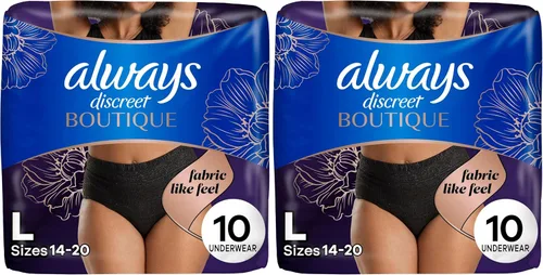 Vista 23 de Always Discreet Boutique - Ropa interior para incontinencia y posparto para mujer, máxima protección, talla S/M, negro, 12