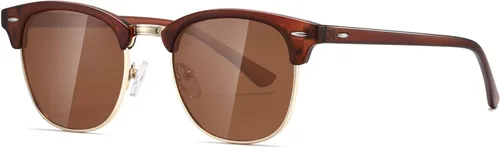 Vista 13 de AEVOGUE Men's Polarized Sunglasses, Semi Rimless Retro UV400 Shades AE0369 A1-mate Negro Plata