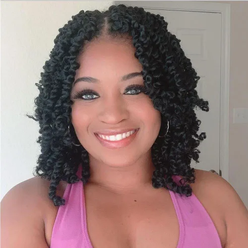 The BOHOBABE Passion Twist 1B - Pelo de ganchillo pretrenzado de 10 pulgadas corto preenrollado, pelo trenzado de ganchillo, 8 paquetes 1B (negro