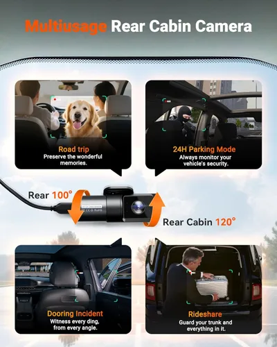 Vista 5 de Vantrue N5S 4 canales 360 grados 2.7K Dash Cam, 4CH STARVIS 2 visión nocturna, 2.7K+1080P* 2+1440P cámara interior trasera delantera, modo