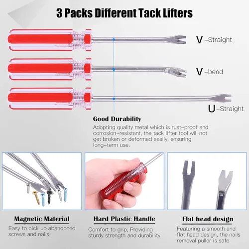 Vista 5 de Glarks Juego de 4 herramientas para quitar uñas, incluye alicates de corte de extremo de 7 pulgadas, punta en U flexible de 4 pulgadas y extractor