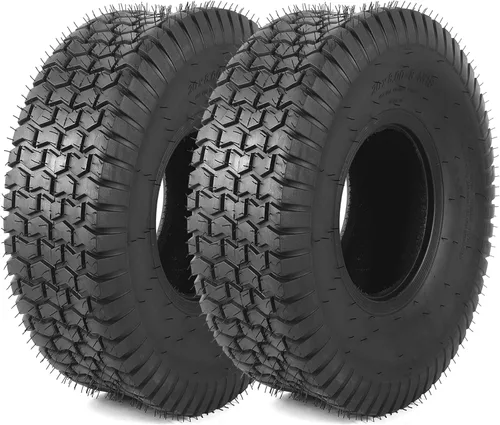 Vista 15 de Juego de 2 neumáticos 16x6.50-8 - 4PR resistentes sin cámara, neumáticos de repuesto para tractor de césped con banda de rodadura estriada profunda