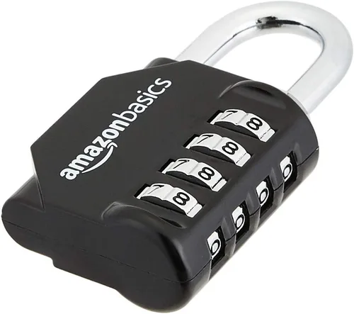 Vista 5 de Yaxa Basics Cerradura de combinación de 4 dígitos para gimnasio y deportes, paquete de 2, color negro