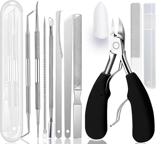 Vista 7 de Kit de herramientas de pedicura de uñas encarnadas, 7 piezas, kit de manicura de uñas de acero inoxidable, tratamiento para el cuidado de las uñas