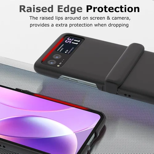 Vista 5 de Funda para Motorola Razr 2023 y protector de cámara trasera, funda delgada para teléfono con protector de bisagra, resistente a los arañazos, funda