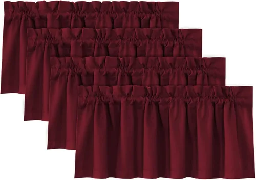 Vista 34 de H.VERSAILTEX Cenefas de cortina 100% opacas para ventanas, 2 paneles con aislamiento térmico, bolsillo para barra, pequeña cenefa corta para cocina