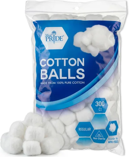 MED PRIDE Bolas de algodón, 300 unidades, 100% algodón puro, ultra suaves y altamente absorbentes, no estériles multiusos bolas de algodón para