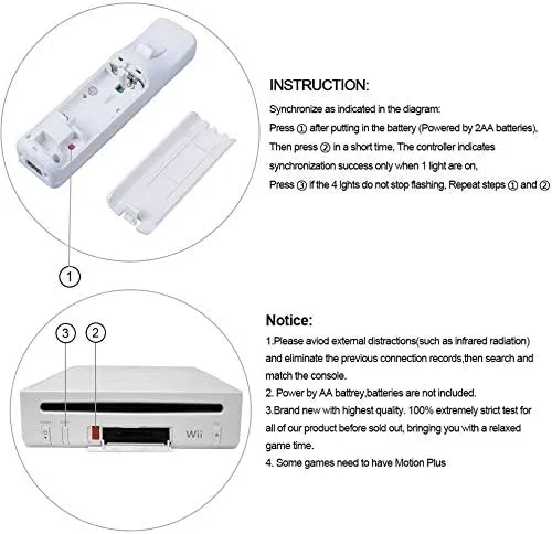 Vista 4 de PlayHard 2 Pack Remote Controllers Compatible with Nintendo Wii & Wii U, with Silicone Cases and Wrist Straps (White X 2)
