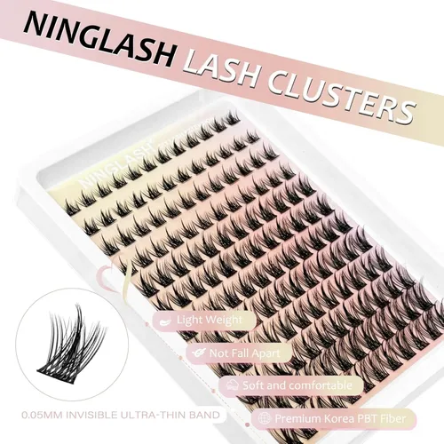 Vista 6 de Lash Clusters Manga Eyelash Clusters Wispy Spiky Cluster Eyelash Natural Look Extensions Individual 144pcs 8-16mm Fairy Lashes Volume Anime Lash