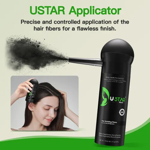 Vista 7 de Fibras de construcción del cabello, 2.73 oz, USTAR 5 en 1 fibras de cabello para adelgazar el cabello con spray de sujeción para un aspecto más