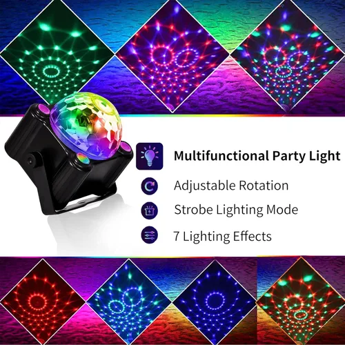 Vista 14 de RAHAN LED Earrings Disco Ball 16 Colors Light,Rechargeable Light Projecting Light up Earrings for Women Dance Party Halloween Costume Accessories