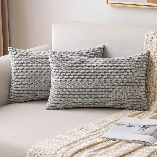 Vista 66 de MIULEE - Juego de 2 fundas decorativas para cojines, de pana suave y con estilo campestre y bohemio a rayas, para decorar hogar, sofá, cama, sala