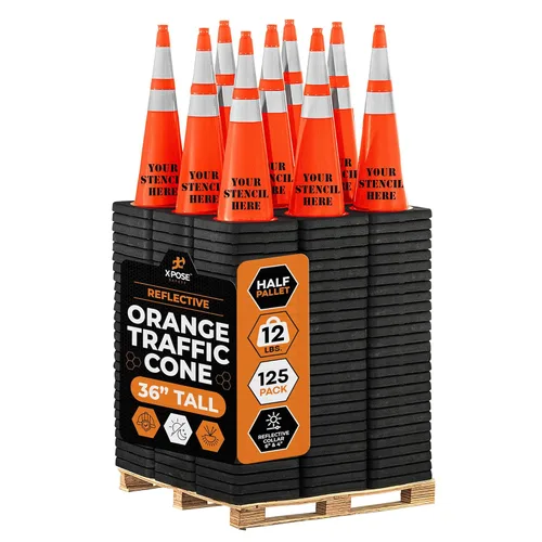 Vista 87 de Xpose Safety Conos de tráfico naranjas de 28 pulgadas con collares de 6 y 4 pulgadas, 1 paquete – Cono de seguridad de plástico PVC multiusos
