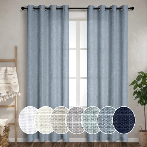 Vista 25 de Pitalk Cortinas de lino blanco de 102 pulgadas con ojales para dormitorio, juego de 2 paneles de algodón texturizado con aspecto de encaje
