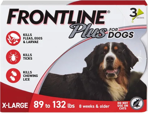 Frontline Plus y Tick control de pulgas para perros 89-132 lbs, 3 MO SUPPLY