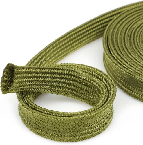 Vista 8 de 0.7" Nylon Braided Cable Sleeve for Hydraulic Cord Tig Welding Cable Cord Audio Video Cable Management, Wire Loom Cord Wrap Wire Sleeve Protector