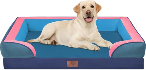 Vista 232 de Comfort Expression - Cama ortopédica para perros medianos de 30x20 pulgadas, cama impermeable de espuma de huevera para mascotas medianas