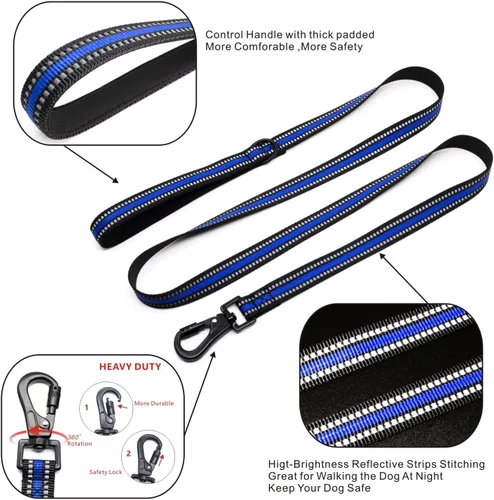 Vista 3 de Arnés para perro sin tirones con un juego de correa fuerte de 5 pies, chaleco ajustable, clip frontal reflectante resistente con mango de fácil
