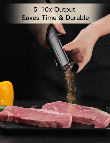 Vista 4 de Molinillo de pimienta POPWOODS, molinillo manual de aluminio de grado profesional, molinillo de pimienta recargable de alto rendimiento y alta