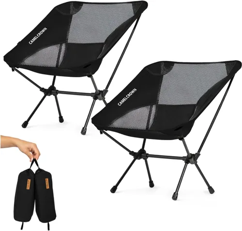 Vista 17 de CAMEL CROWN Silla de camping resistente para mochileros, silla plegable ultraligera con bolsa de transporte, portátil compacta para exteriores