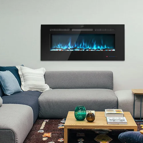 Vista 7 de Insertos de chimenea eléctrica de 33 pulgadas, chimenea para empotrar y colocar en la pared, chimenea lineal con termostato, control remoto