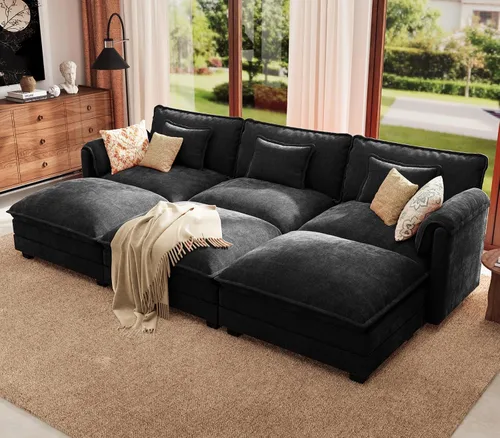 Vista 41 de Sofá modular de gran tamaño de 113 pulgadas, cómodo sofá en forma de L con funda extraíble, asiento ancho y profundo moderno para sala de estar