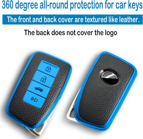 Vista 3 de Kirsnda Funda con textura para llavero compatible con Lexus, funda/protector de llave de TPU suave, 4 botones que se ajusta a ES IS GS NX RX RC GX