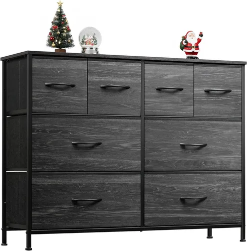 Vista 31 de WLIVE Cómoda para dormitorio con 8 cajones, cómoda de tela ancha para almacenamiento y organización, cómodas de dormitorio, cajonera para sala