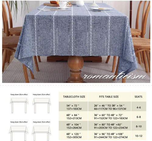 Vista 6 de GSG Mantel de lino rústico estilo bohemio, color azul, mantel de cocina y comedor para mesas rectangulares, lavable, resistente a las arrugas, 60 x