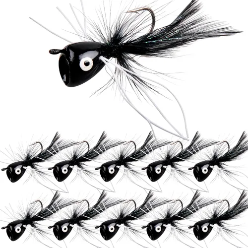 Vista 9 de Kit de señuelos para pesca con mosca, moscas para pesca con mosca seca, moscas de pesca con mosca superior, panfish Bluegill Popper Bait Bug