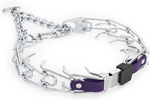 Vista 41 de Collar de perro de acero cromado Herm Sprenger para perros pequeños con hebilla de liberación rápida ClicLock y inserto de Biothane Collar de punta