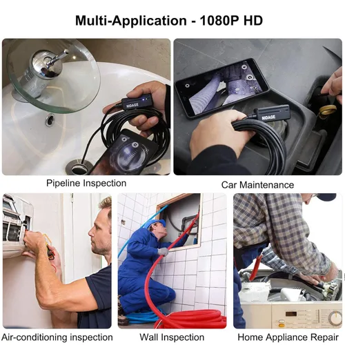 Vista 6 de NIDAGE Cámara endoscopio inalámbrica con luz HD impermeable WiFi boroscopio flexible 0.217 in Cámara de inspección de serpiente automotriz