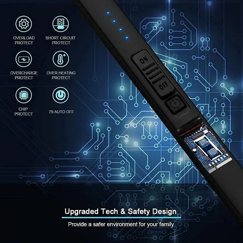 Vista 4 de SUPRUS Encendedor eléctrico de arco resistente al viento, sin llama, recargable por USB, con bloqueo de seguridad para velas, barbacoa, camping