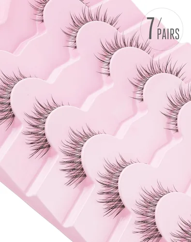 Vista 4 de Onlyall - Pestañas postizas naturales, pestañas postizas onduladas, 7 pares, B91