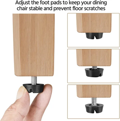 Vista 9 de Yaheetech Juego de 4 sillas de comedor tapizadas de tela con botones y patas de madera maciza para el hogar, restaurante, comedor, gris oscuro