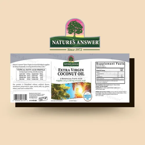Vista 2 de Nature's Answer Aceite de coco virgen extra, cápsulas blandas de aceite de coco orgánico, multiusos, sin OMG, ideal para cabello, piel, cuerpo