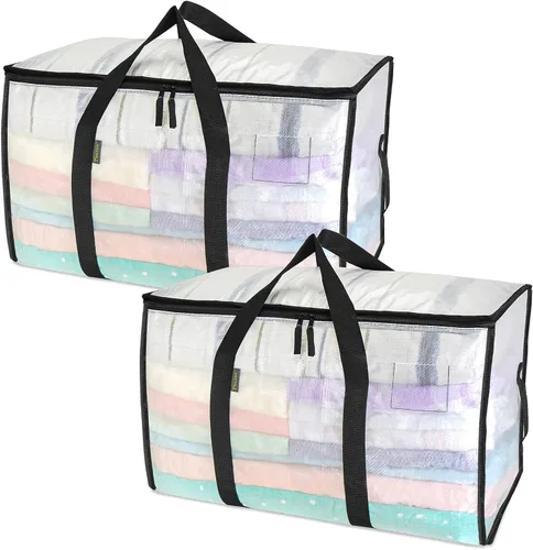 Vista 49 de BALEINE Paquete de 8 bolsas de mudanza de gran tamaño con asas reforzadas, bolsa de almacenamiento resistente para ropa, suministros de mudanza