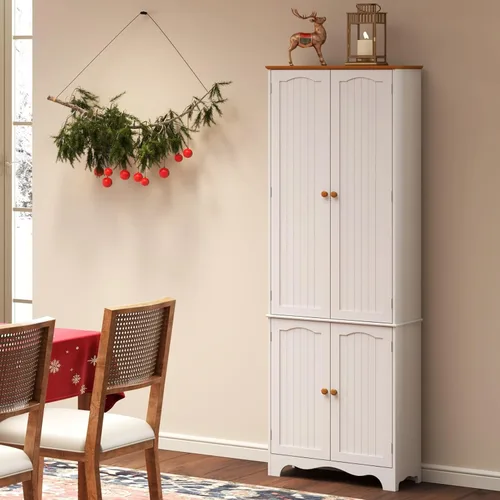 Vista 20 de Function Home Armario de almacenamiento alto para baño, despensa de cocina delgada de 64 pulgadas con almacenamiento de puerta, armarios