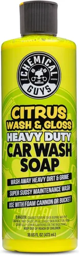 Chemical Guys Jabón de espuma para lavado de automóviles Citrus Wash & Gloss - Jabón de espuma con fórmula de alta espuma para cañones de espuma,